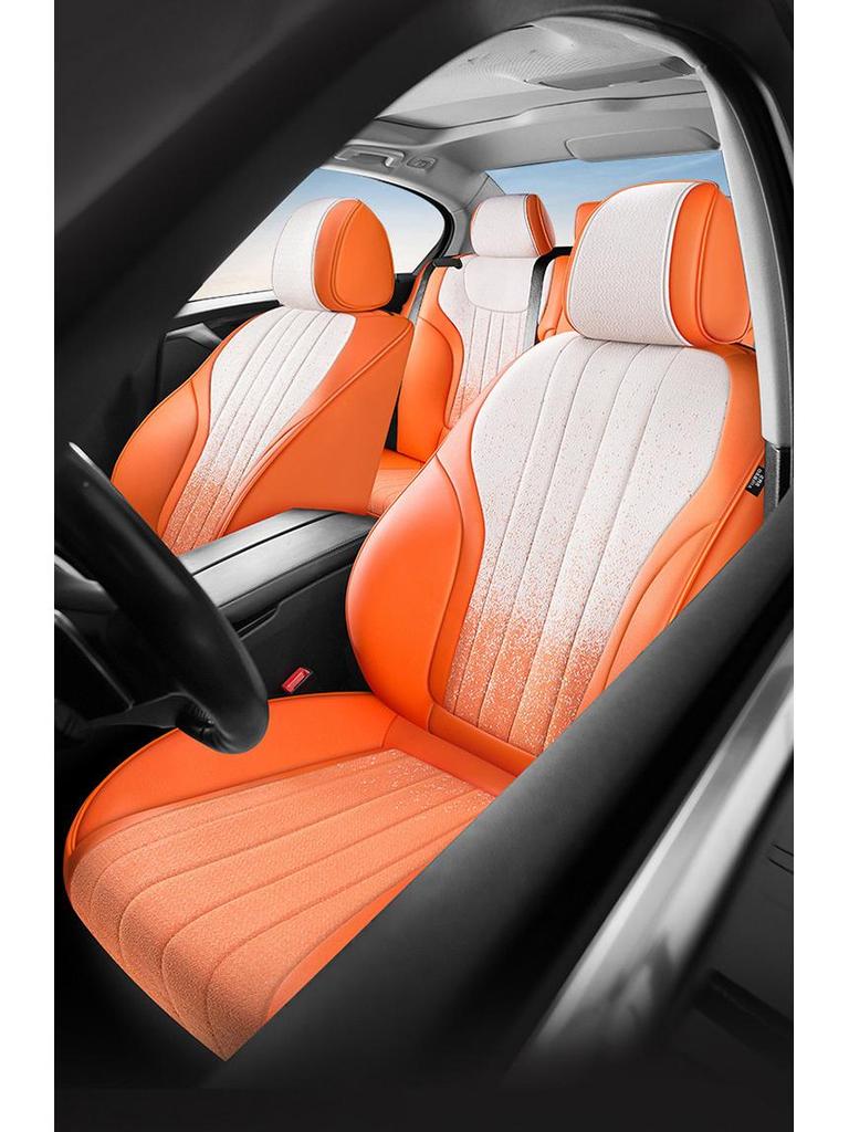 Universal Gradient Linen Car Seat Cushion for Five-Seater Models - Fashionable, Wear-Resistant Interior Fabric