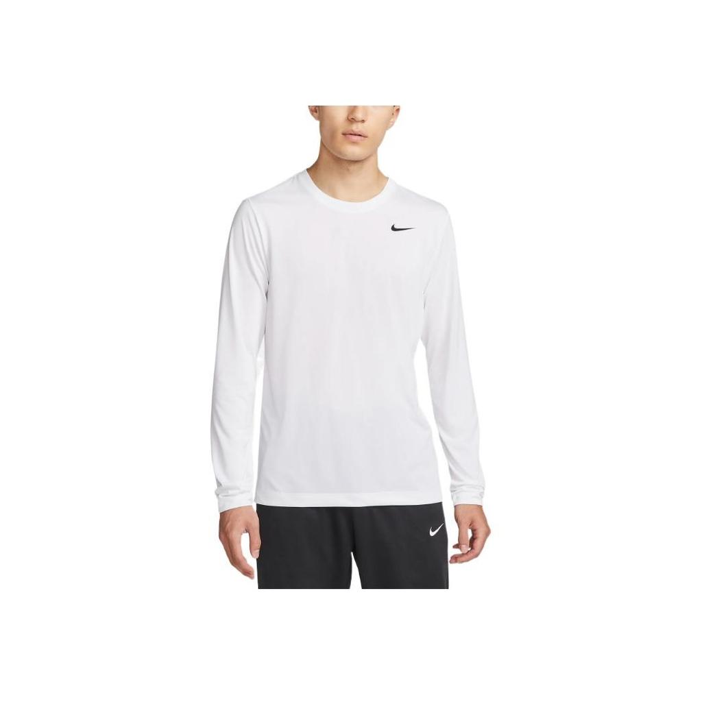 Nike Dri-FIT Logo Print Crew Neck Long Sleeve Pullover T-Shirt Men Tops White DX0994-100