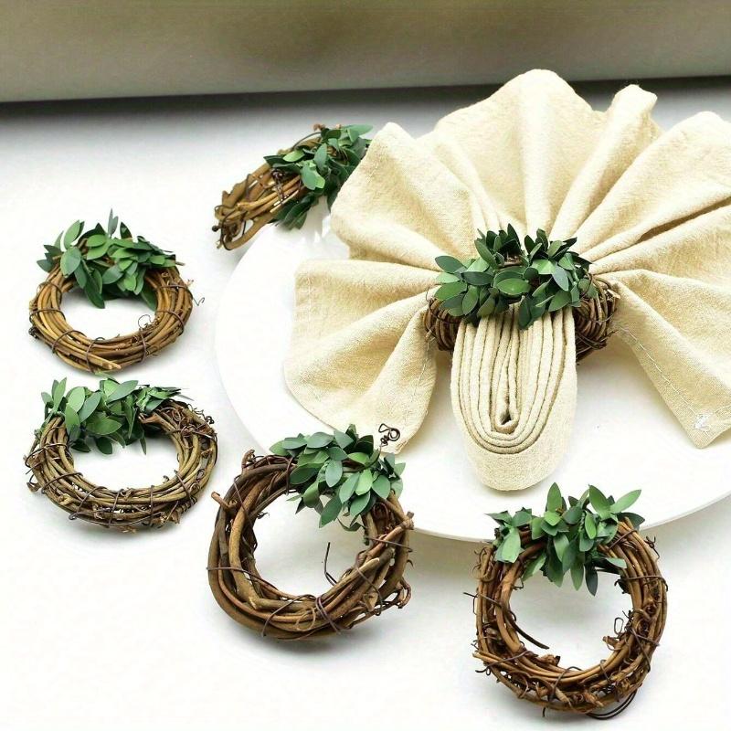 Simulated Rattan Napkin Ring, Napkin Rings for Nautical Theme Table Decor, Perfect for Parties, Weddings, Birthdays & Dining Ambiance
