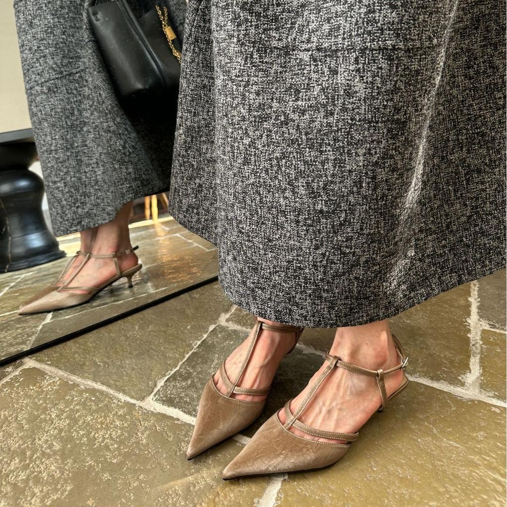 Simple Niche Design Fashion Single Shoes 2025 Summer New Empty Bag Head Sandals Short Heel Skirt Women's Shoes