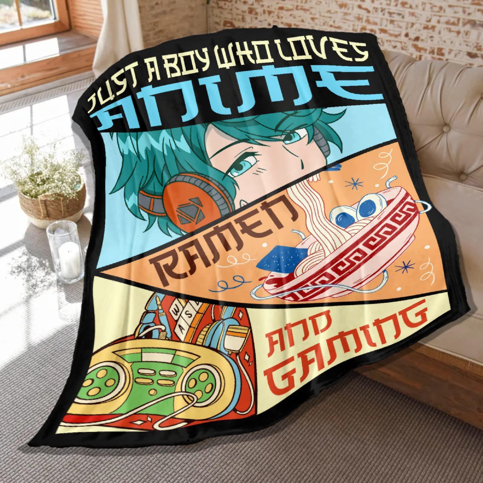 

Game Ramen Animation Printed Blanket for Sofa Bed Travel Camping Living Room Office Conditioning Blanket for All Seasons Gifts 75x90cm