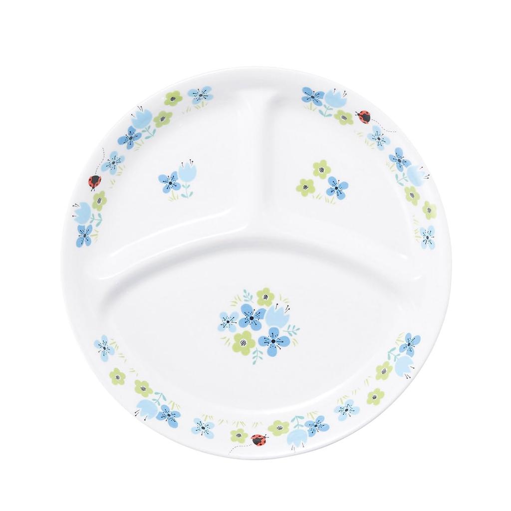 [Official] OGISO (Ogiso) - Nursery School Adoption! 22cm Reinforced Porcelain Lunch Plate with Three Compartments, Blume Blue, 17261330B100