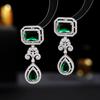 Summer New Quadrilateral Exaggerated French Banquet Dress Earrings with Zircon Pattern Water Drop Heavy Duty Earrings