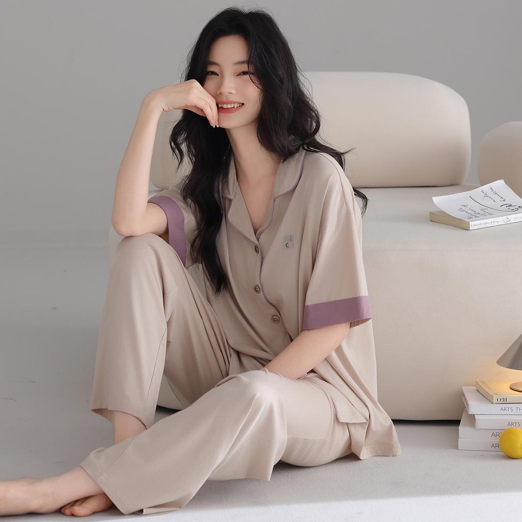 Pajamas women's summer Modal short-sleeved trousers summer cool thin loose large-size women's loungewear set
