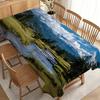 Mountain Valley Serenity Tablecloth with Snow-Capped Peaks, Lush Green Forests And River Rapids, Durable, No Electricity Needed, Perfect for Outdoor P