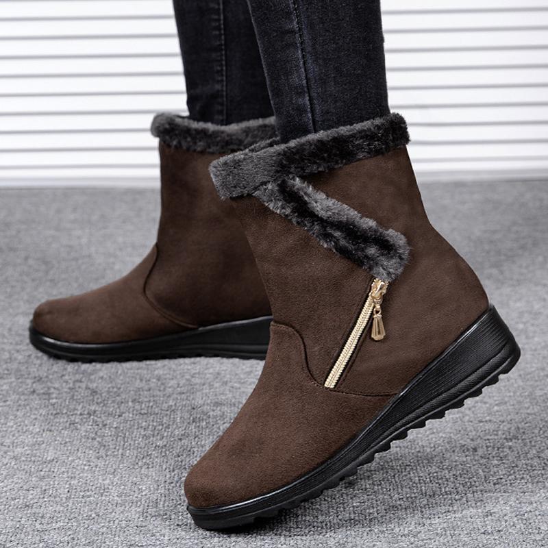 Fashion Women Winter Boots High-Top Zipper Platform Warm Plush Solid Color Snow Boot Fashion Shoes for Women Comfortable Zapatos Mujer