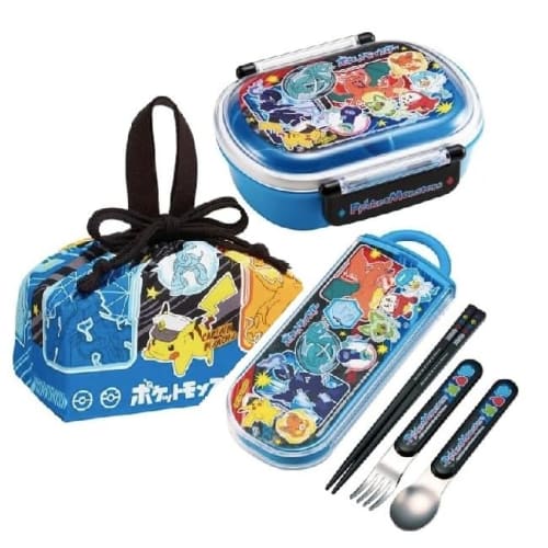 Skater Character 24 Antibacterial Dishwasher Safe Soft Lid Tight Lunch Box, Oval Shape, 360ml Trio Set (Chopsticks, Spoon, Fork), Lunch Drawstring Bag