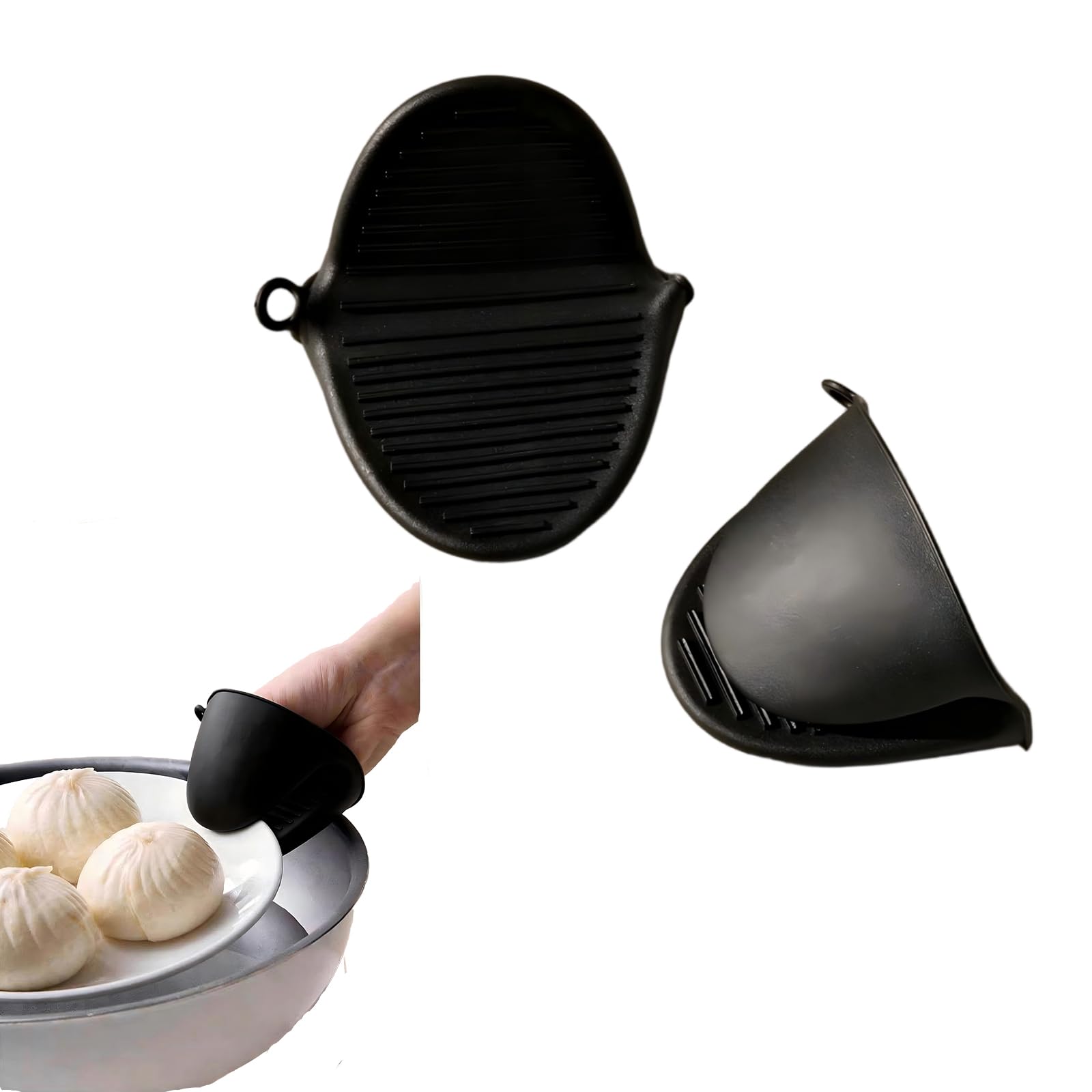 

Orelisse Silicone Oven Pot Set of Heat Resistant up to Suitable for and Compact Kitchen Utensils Mitts, Holders, 2, Black, 240°C, Non-Slip, Ovens, чёрный