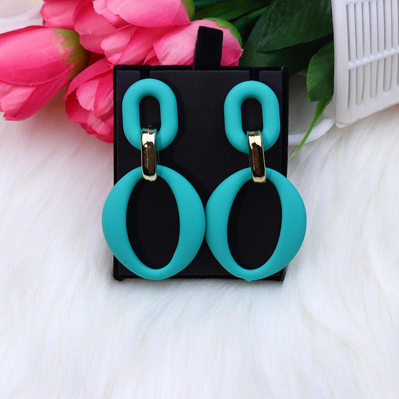 Pinkdudu Chain Link Acrylic Stud Earrings Painted Geometric Round Exaggerated Drop Earring Minimalist Dangle Earring PD2231