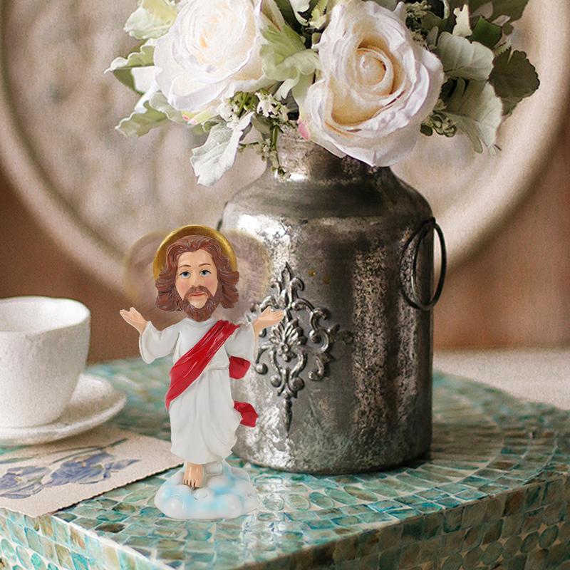 Solcelledrevet Bilpynt Automatisk Svingende Jesus Bobblehead Dukke Leke Religiøs Statue Biltilbehør Dansende Ristende Hjemmedekor