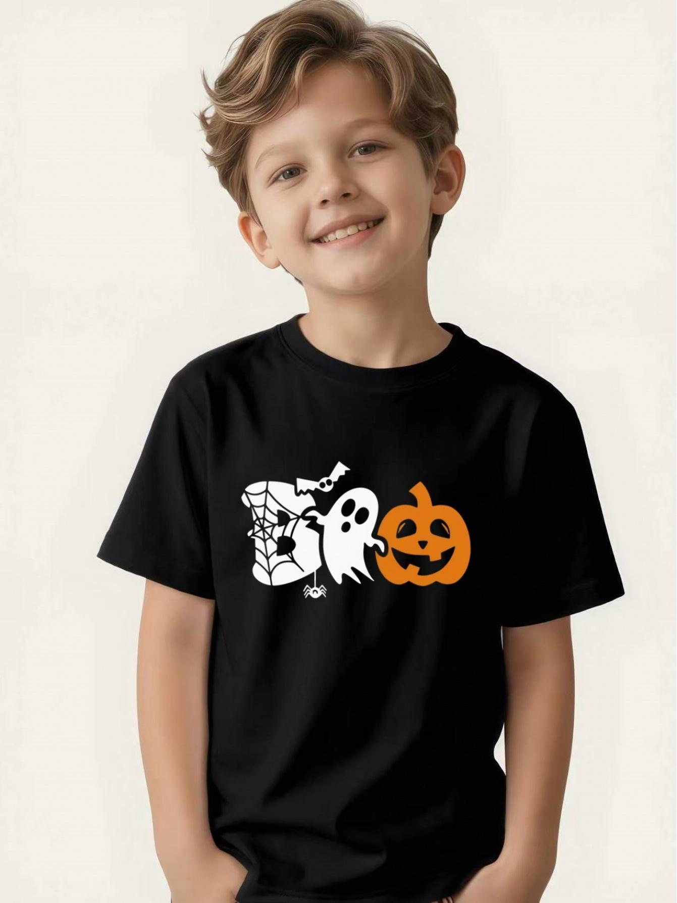 

Children s T-shirt creative letter-melting short-sleeved non-colliding top for boys and girls 160