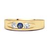 Blauer Saphir Drei-Stein-Bandring - 925 Sterlingsilber Gold Vermeil