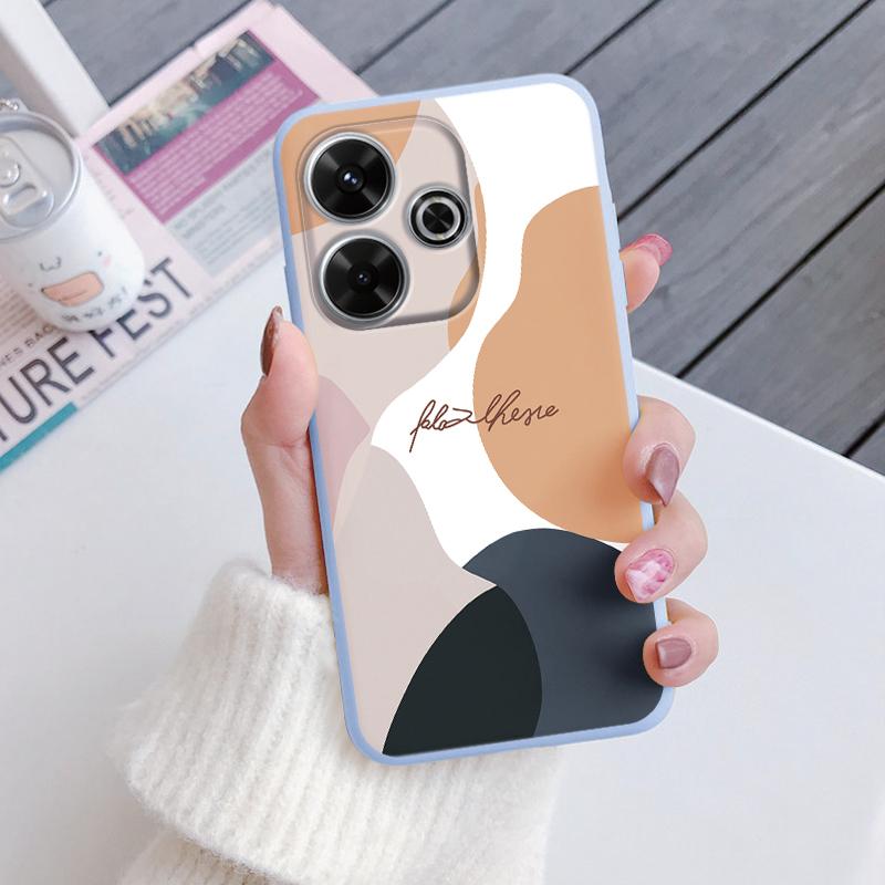For Redmi 13 4G Phone Case Brown Leopard Print Soft Silicone TPU Cover Colorful Marble Fundas For Xiaomi Redmi 13 Redmi13 Coque
