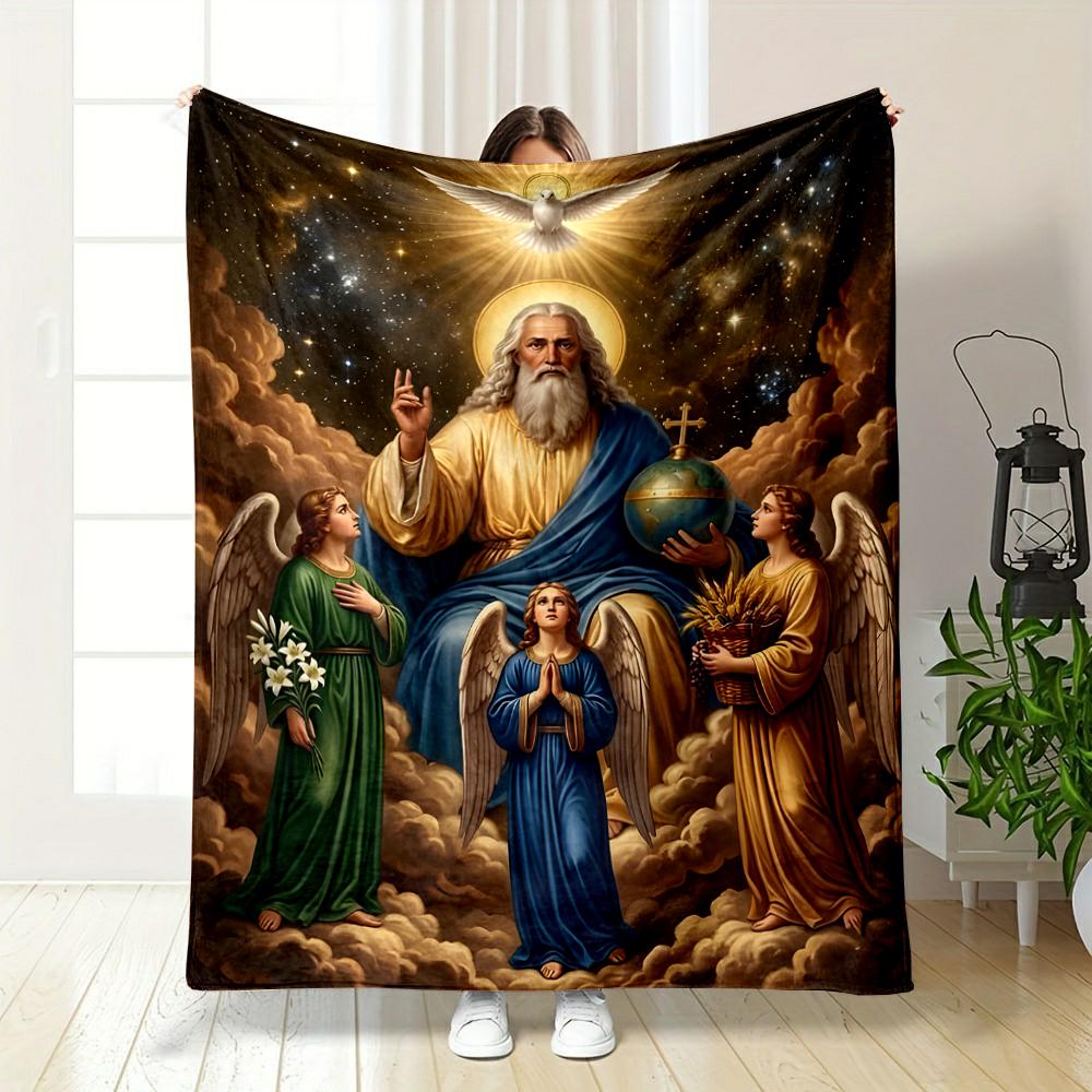Heavenly Angelic Scene BlanketFlannel blanket for bedroom, living room, sofa, and nap