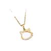 Zircon Cartoon Cat Pendant Necklace for Women - Cute Kitty Clavicle Chain Accessory