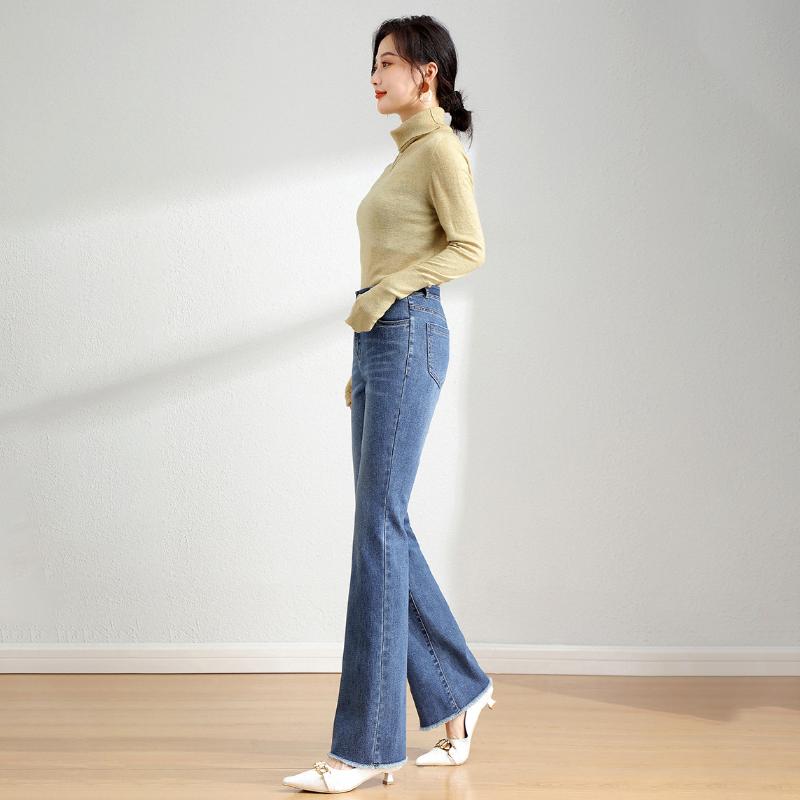 Blaue ausgestellte Jeans für Damen, hohe Taille, elastisch, schmal, Sommer, Retro-Rand, Y2K, lässige Streetwear, Vintage-Hose