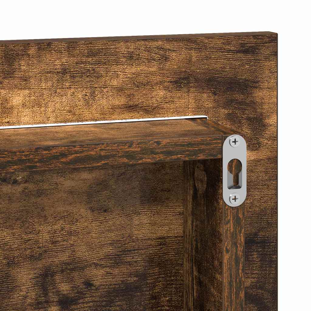 Wall Mounted Mirror in Brown 80 x 37 cm Glass and Engineered Wood