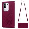Elegant Butterfly Floral Flip Leather Phone Case for Vivo Y29 4G Long Shoulder Strap Wrist Lanyard Cover