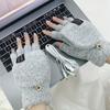 1 USB Port 5-volt Electric Heating Gloves with Flip Half-finger Design - 5-finger Back-of-hand Heating, Ideal for Winter Office Use with Computers