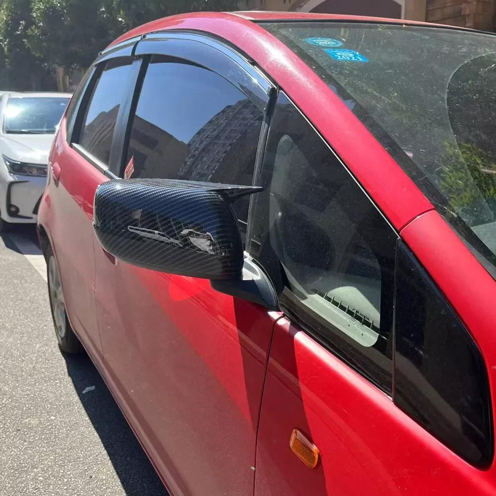 For Honda Fit Jazz 2009-2013 Car Sticker Rearview Side Mirror Cover Wing Cap Exterior Door Rear View Case Trim Carbon Fiber Look