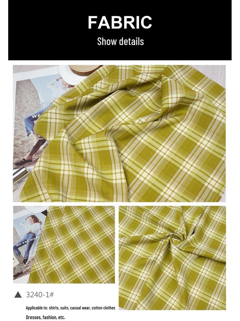 Spring/Summer Plaid Qipao Dress & TR Stretch Casual Shirt Fabric for Children's Clothing & Skirts