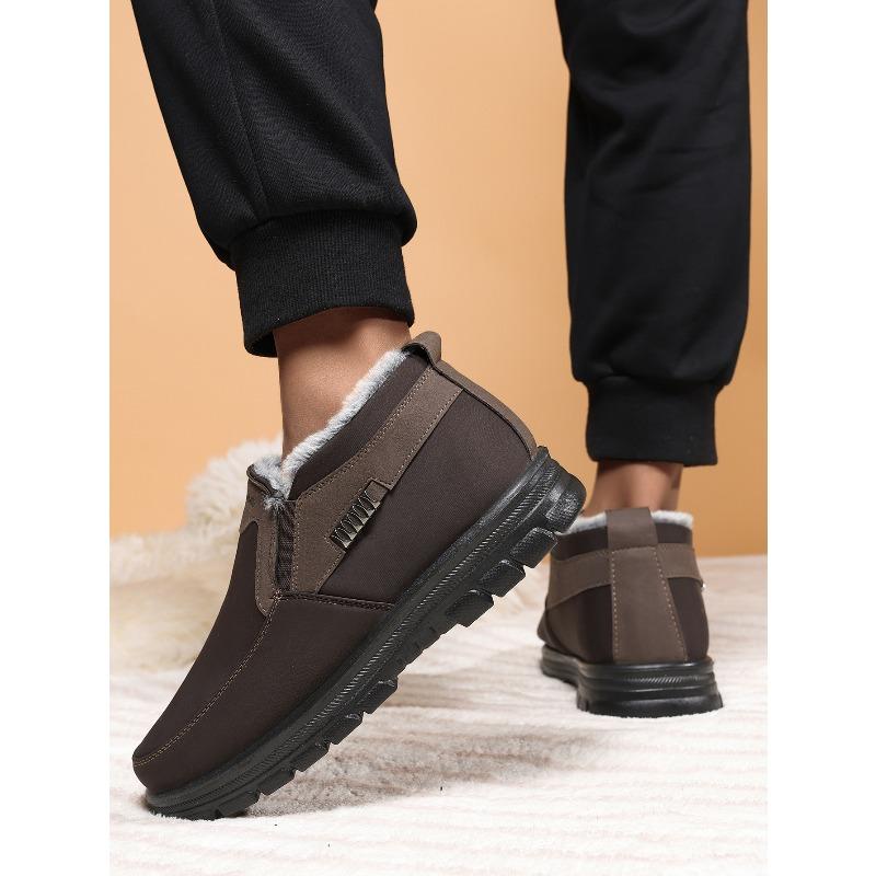 New Winter Cotton Shoes for Men, Thick Warm Soft Sole Cloth Boots, Polyurethane Outsole Winter Boots for Elderly Men