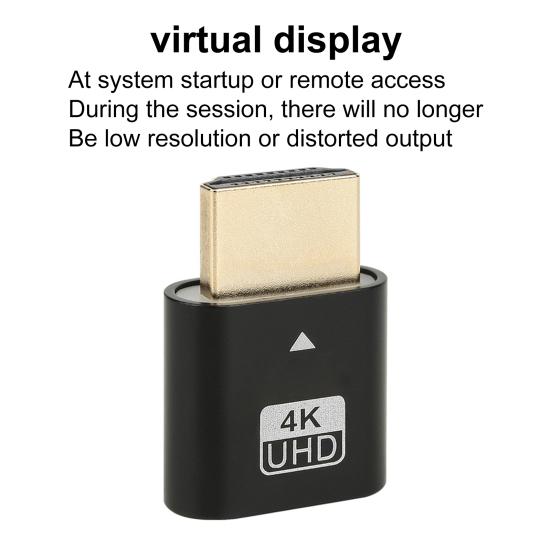 4K HDMI-compatible Dummy Plug Virtual Monitor Display Emulator Headless Virtual Display Adapter for Graphics Card Spoofing Camouflage Lock Screen
