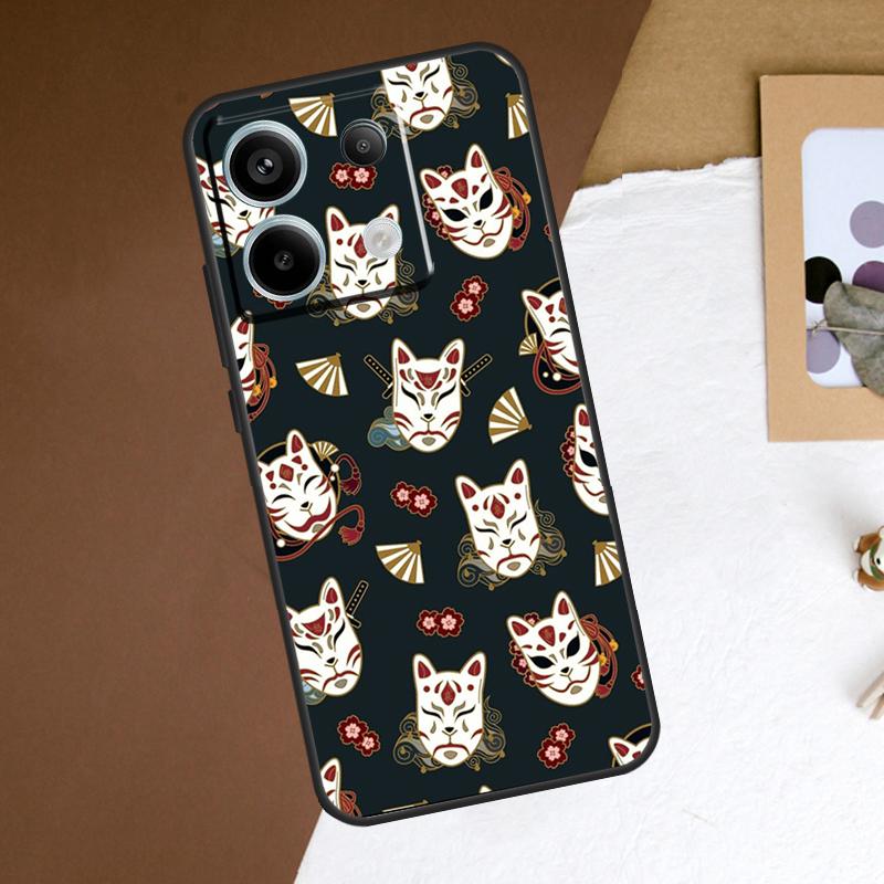 Japanese Kitsune Fox Mask Case For Redmi Note 13 Pro Plus 9 10 11 12 Pro 9S 10S 11S 12S Cover For Redmi 12 C 10C 13C