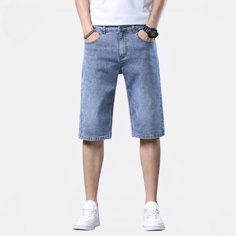 Summer Denim Mid-pants Men's Light Business Small Straight Cutout Pants Men's Casual Shorts Men