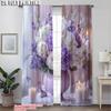 2pcs   Light Filtering Curtains 2D print Wedding Purple Flower-Butterfly Versatile 100% Polyester (without rod) Gifts Ldeal for