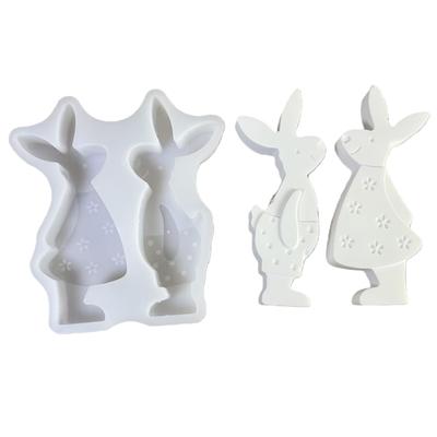 Rabbits Shaped Silicone Mould Heat Resistant Easy Cleaning Detailed Easters Candle Making Supplies
