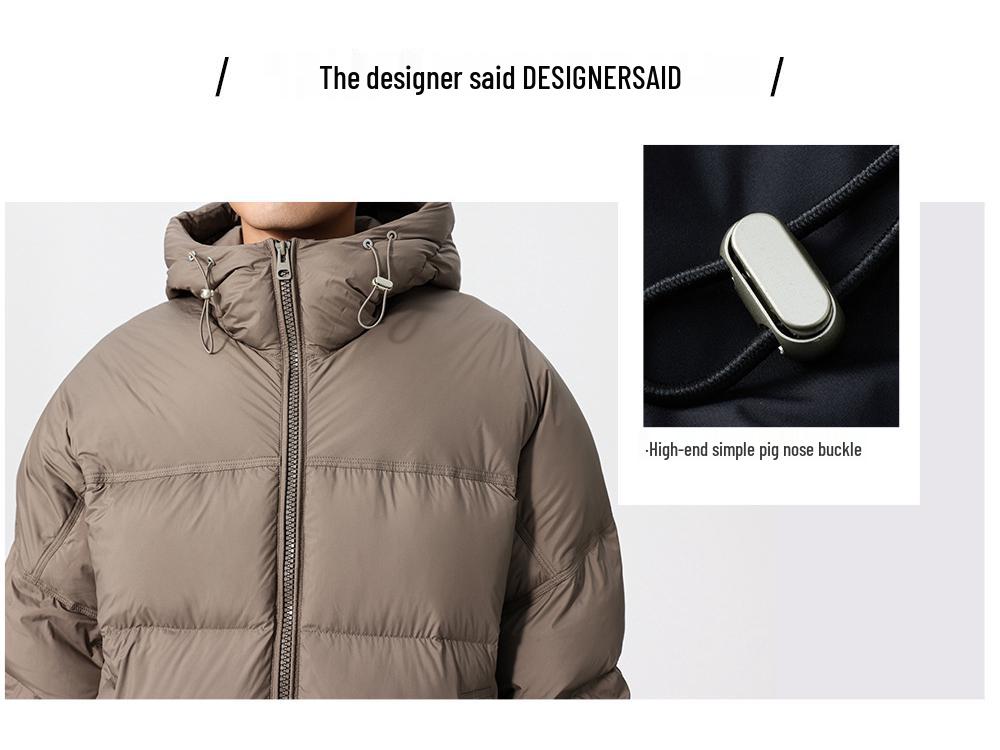 Men's Windproof Hooded White Duck Down Puffer Jacket - Thick, Warm, Casual Winter Outerwear