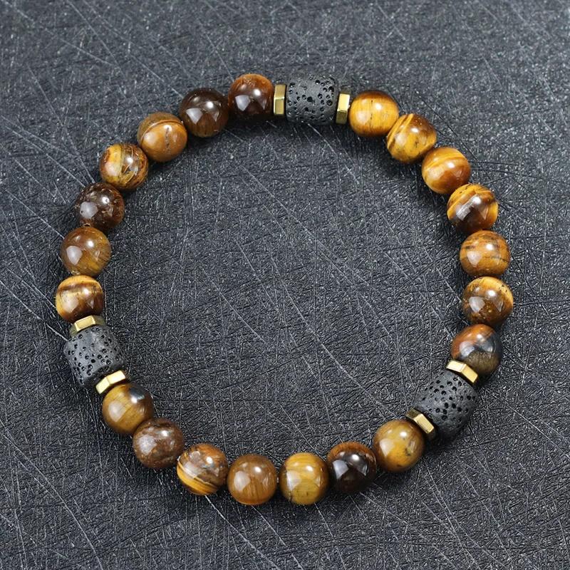 

Уникальный браслет из натурального камня для мужчин 8 мм обсидиан тигровый глаз бисерный браслет мужские аксессуары для рук черный плетеный браслет Pulseira