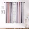 Gradient Striped Blackout Curtains Dual-Layer Sheer & Fabric Grommet Top All-in-One Window Drapes Home Decor