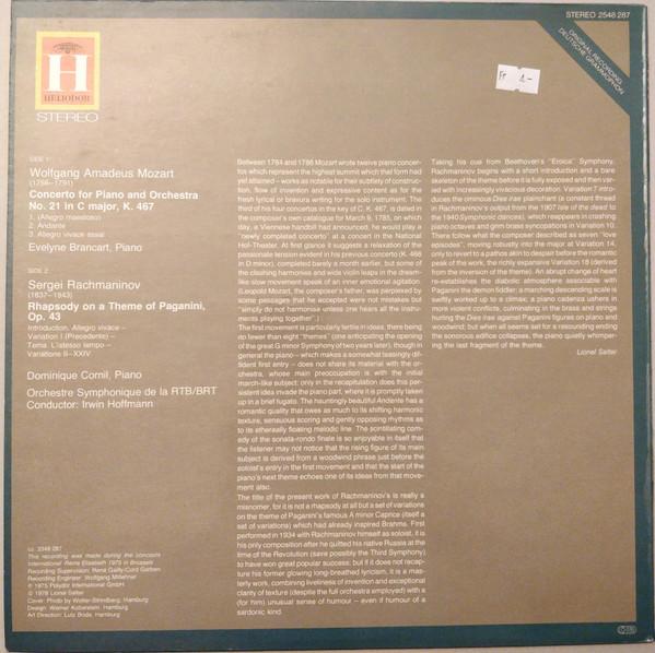 

LP Record WOLFGANG AMADEUS MOZART SERGEI VA Piano Concert No. 21 Paganini Rha 2548287 Heliodor UK Classical Used