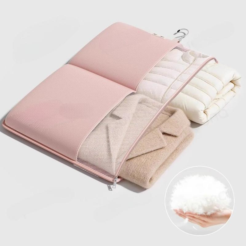 1Pc Special Hanging Compression Storage Bag For Down Jackets, Wall-Mounted Mesh Bag With Metal Hook For Home Wardrobe, Hanging Bag For Large Garments