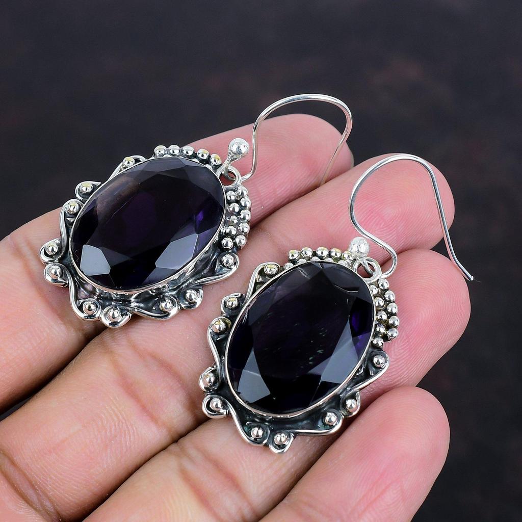 Faceted African Amethyst Earring Natural Gemstone Jewelry 925 Sterling Silver Earrings Handmade Stylish Earring Dainty Earring Wedding Gifts