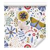 Wallpaper Flowers White and Blue for Living Room and Bedroom 50x1000