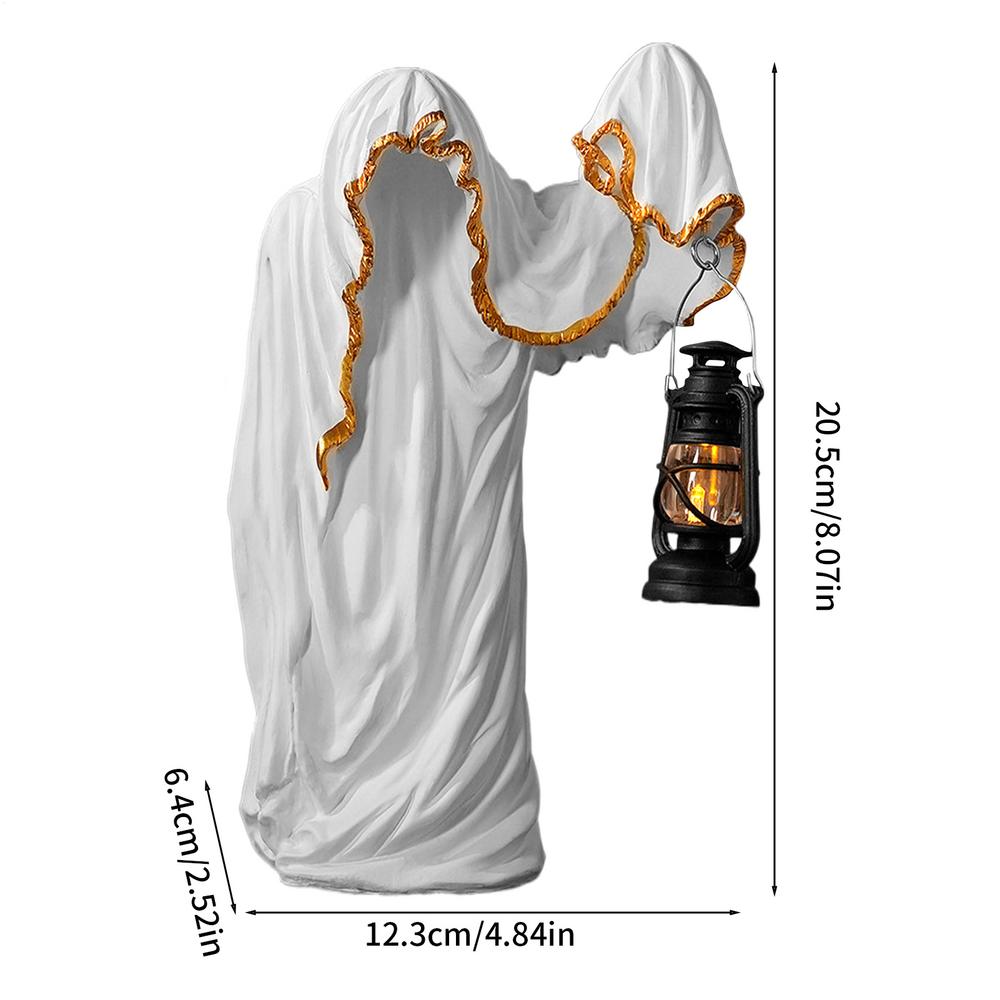 Ghost Decorative Lights Table Lanterns Dark Mysterious Black Clothed Man Collectible Figurines Desktop Halloween Decoration