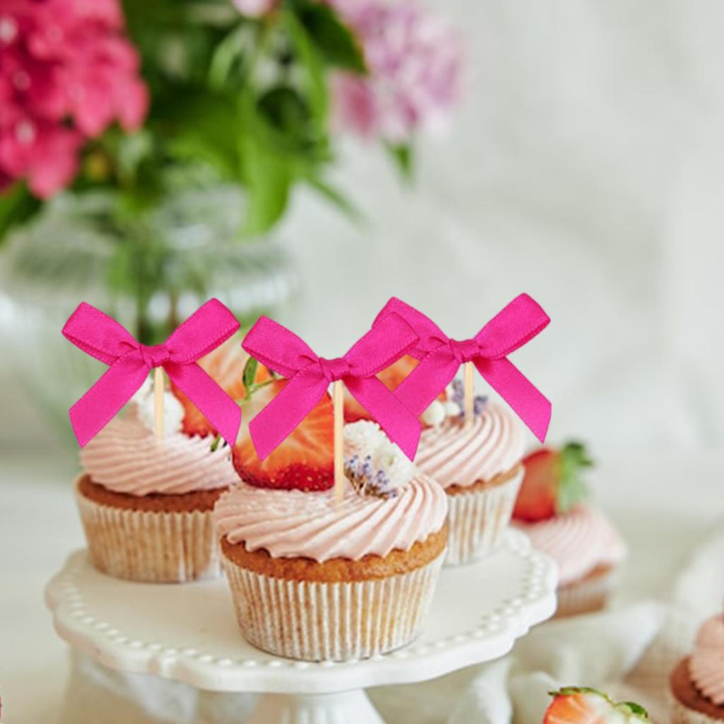 10pcs Creative Bowknot Cupcake Toppers For Birthday And Bridal Shower Romance Themed Party Cake Decorations