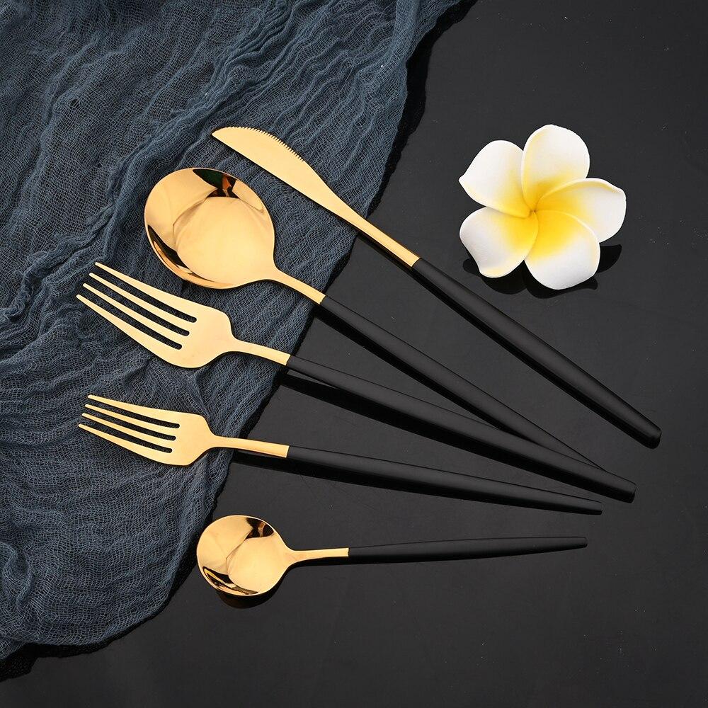 20Pcs/4Sets Stainless Steel Cutlery Tableware Mirror Polished Dinnerware Set White Gold Knife Fork Spoon Flatware Silverware Dinner Set