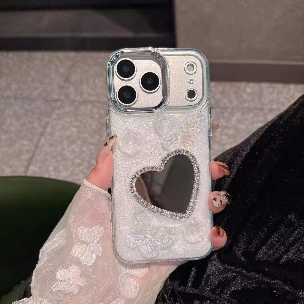 Stern Herz Schmetterling Spiegel Stoßfeste Hülle für iPhone 16 Pro Max, Apple 17