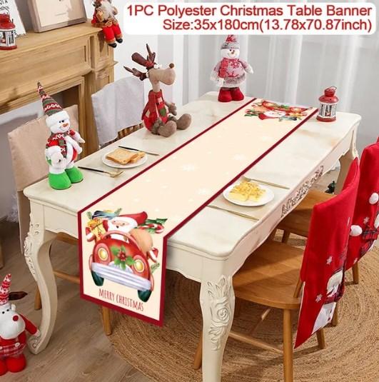 Christmas Table Runner Merry Christmas Decoration for Home Table 2026 Xmas Ornament Navidad Notal Noel Happy New Year Gifts 2026
