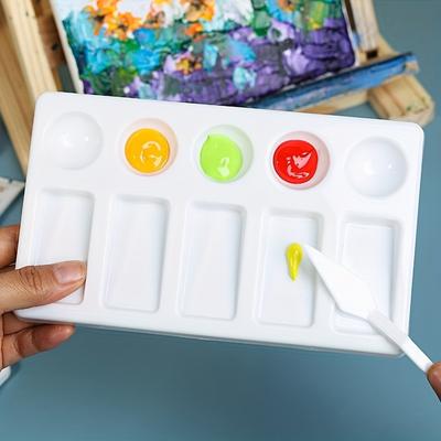 2pcs 10-Well Plastic Artist Palette for Oil, Acrylic, and Watercolor Paints - Durable Rectangular Mixing Tray
