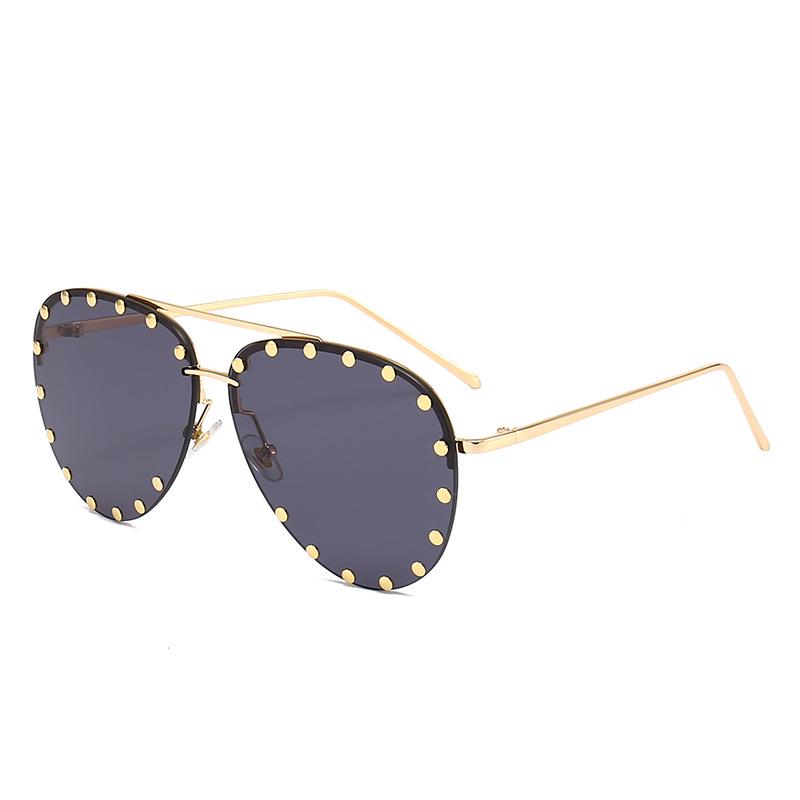 Unisex Gold Rivet Metal Sunglasses: European-American Fashion
