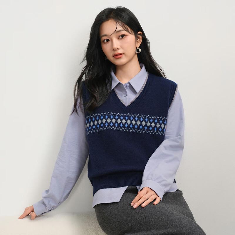 Женский вязаный жилет INMAN с V-образным вырезом и узором Fair Isle L