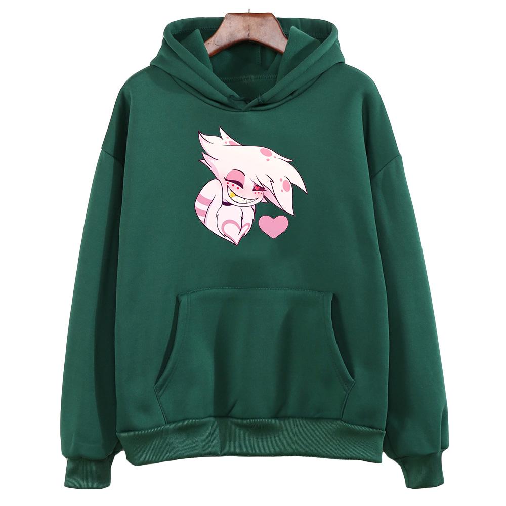 Angel Dust Hooded Anime Print Casual Cotton Tee-shirt Cartoon Harajuku Kawaii Sweatshirt for Boys/girls Manga Soft Clothes
