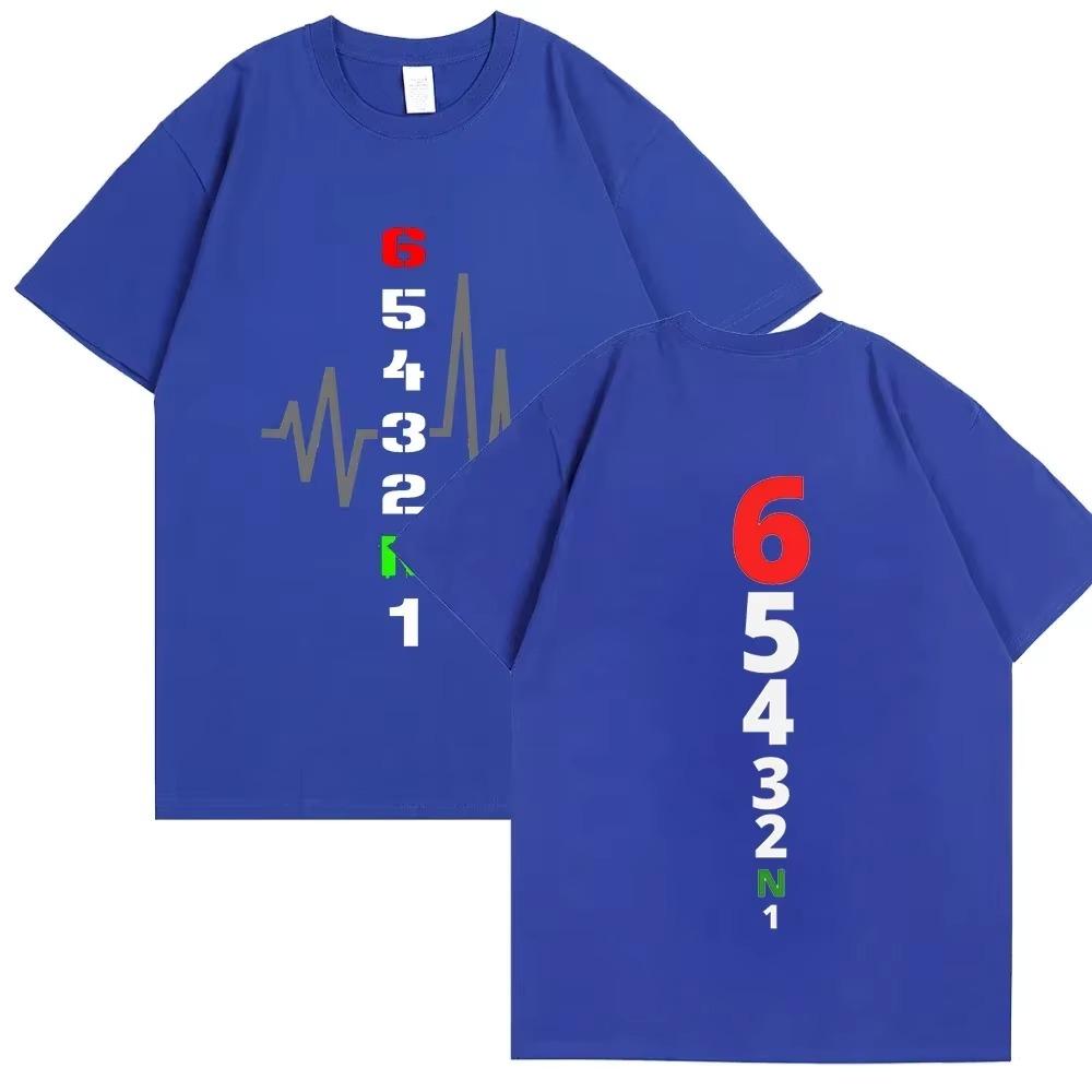 Men's Double Sided Print T-Shirts Funny Manual Transmission 1N23456 Motorcycle Speed Fashion Tops Oversized Tees Male Clothes