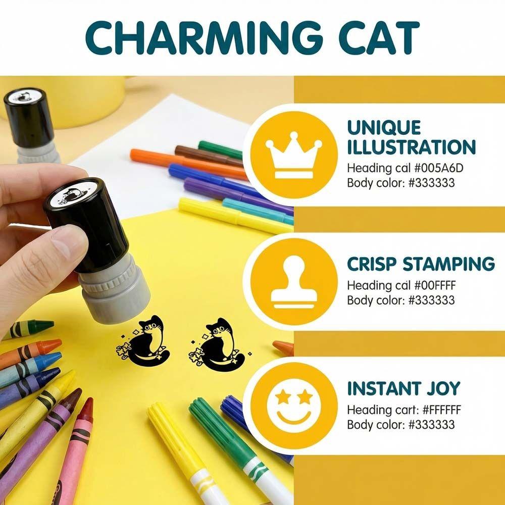 Cat Designs Kitten Stamp 6 Styles Cartoon Stamps Durable Black Cat Stamp  Stationery