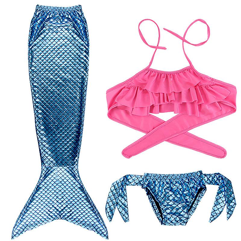 Mermaid Swimsuit Girls Middle School Elder Princess Split Skirt Elementary School Mermaid Baby Three-Piece Set